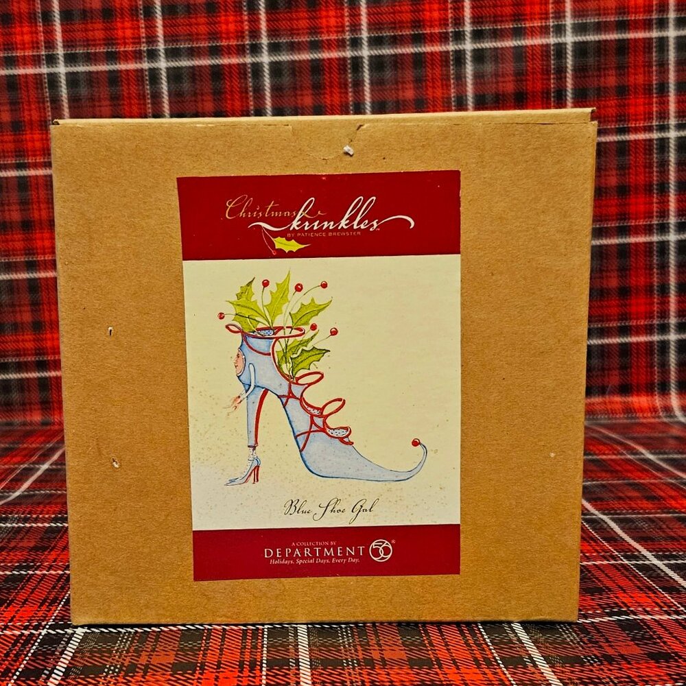 LARGE BLUE SHOE GAL ORNAMENT